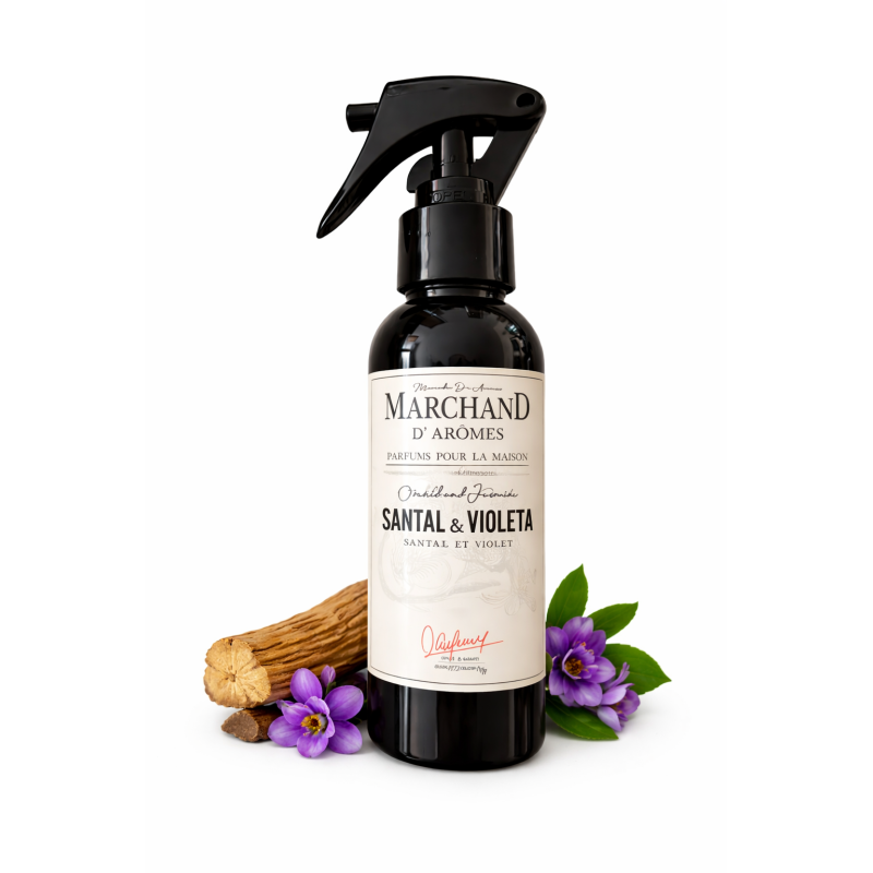 Aromatizador Premium con Spray Natural - Sándalo y Violeta
